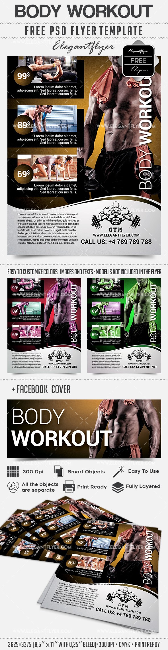 Free Personal Trainer Fitness PSD Flyer Template - Freebie