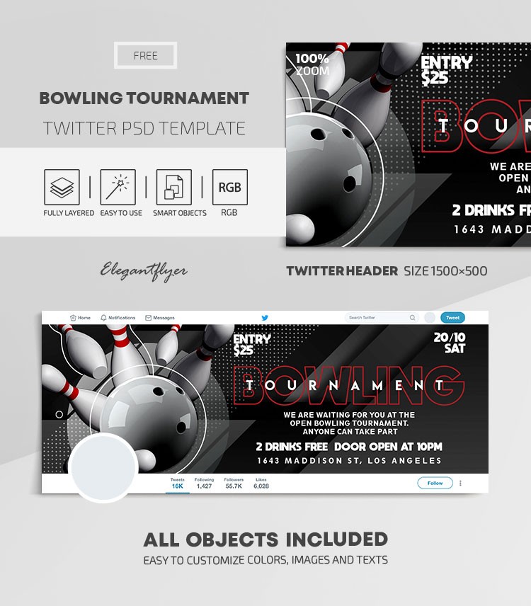 Bowling Tournament Twitter by ElegantFlyer