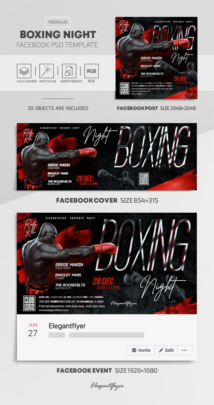 Boxing Night Facebook is translated into Italian as "Boxe Night Facebook". by ElegantFlyer