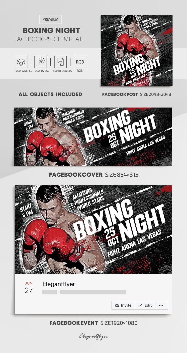 Boxing Night Facebook -> Nuit de la Boxe sur Facebook by ElegantFlyer
