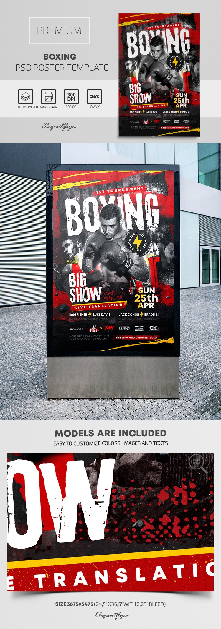 Boxing - Modello di poster PSD premium. by ElegantFlyer