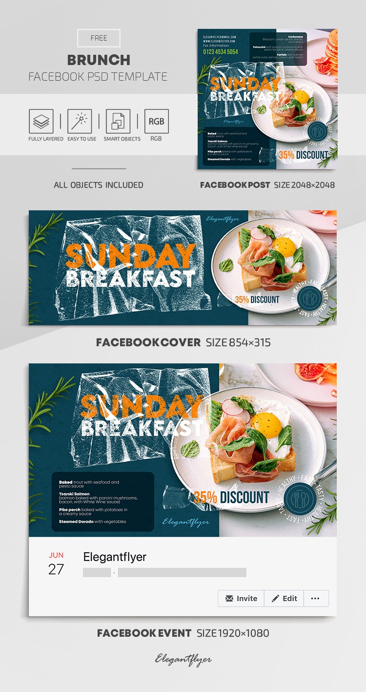 Translate this text into German and return only the translated text: Brunch Facebook by ElegantFlyer