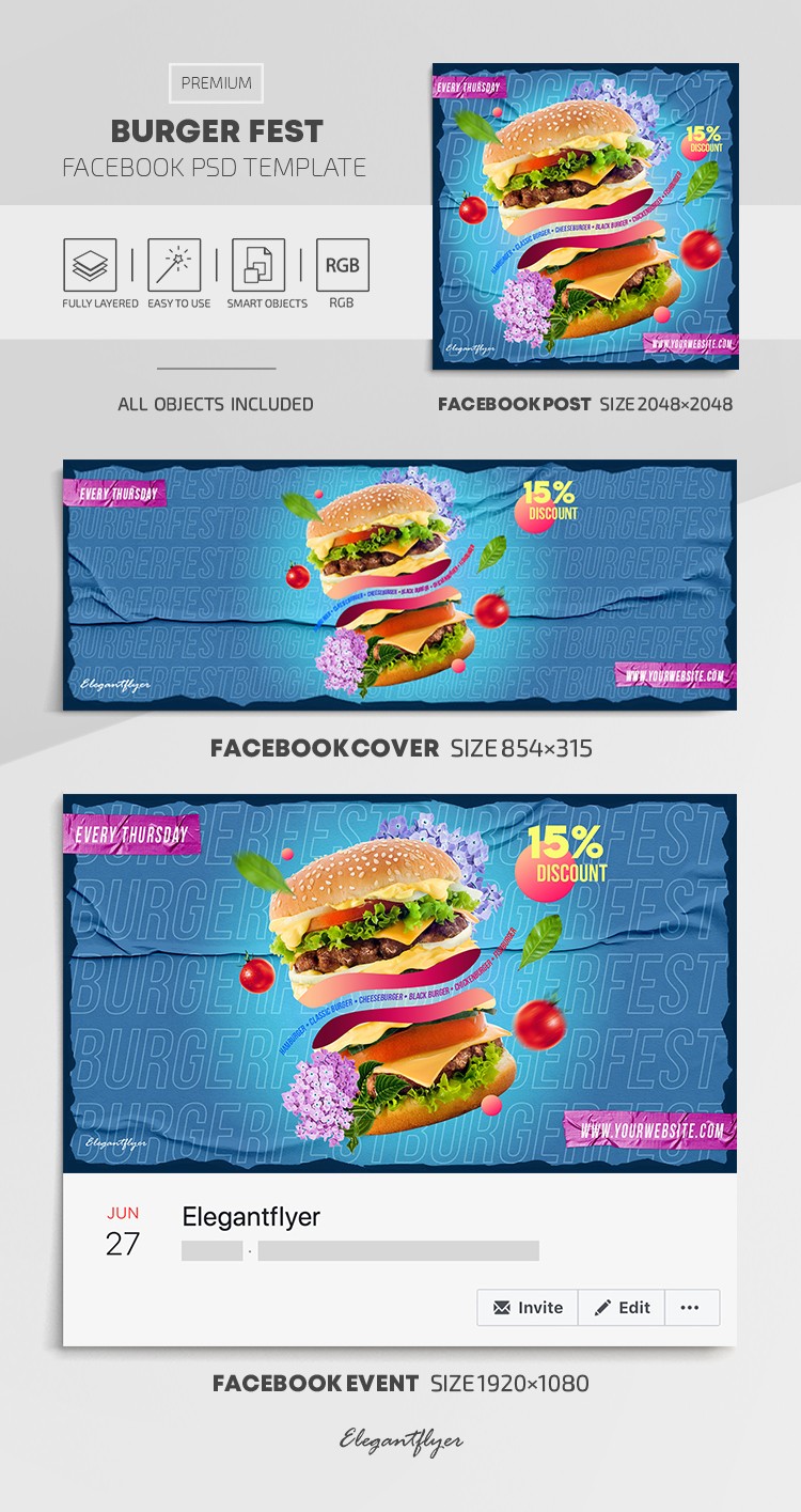Fête du Burger Facebook by ElegantFlyer