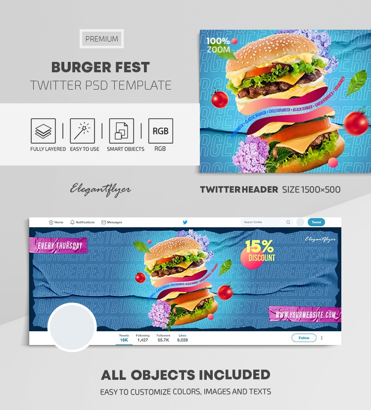 Burger Fest Twitter (Festival de la Hamburguesa en Twitter) by ElegantFlyer