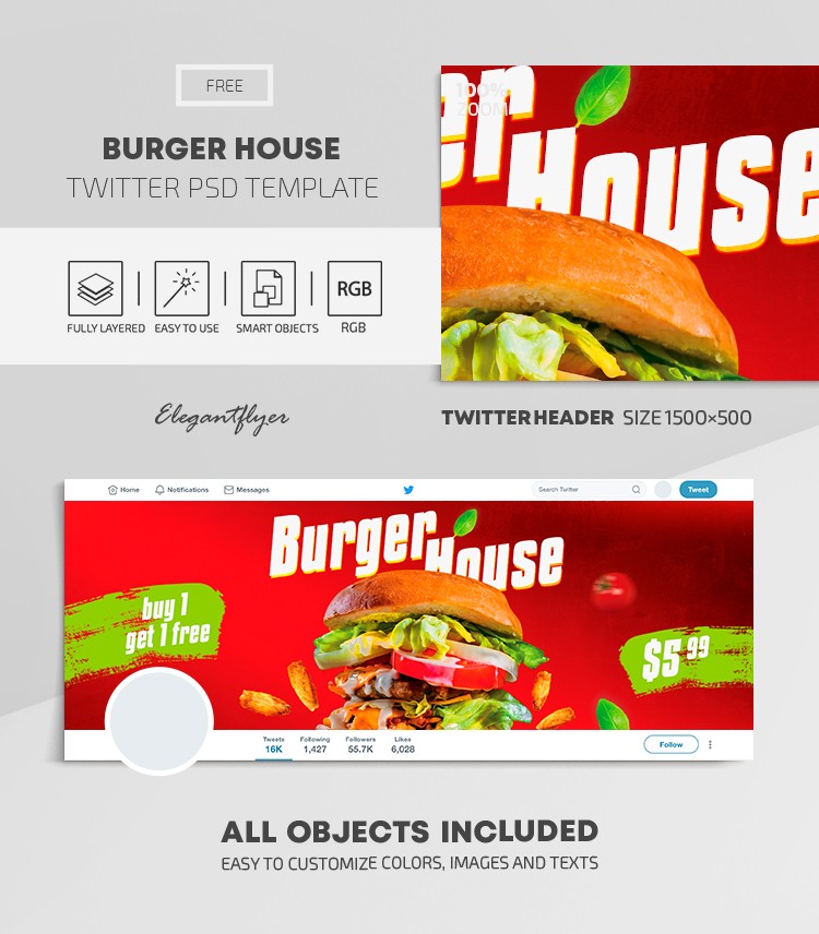 Burger House Twitter by ElegantFlyer