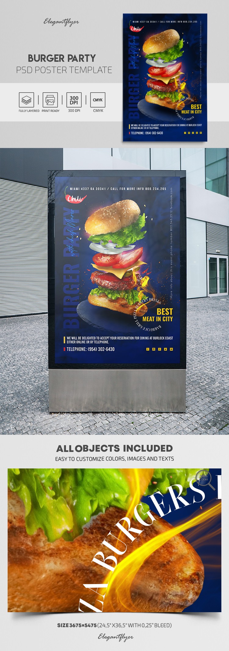 Burger Party Poster by ElegantFlyer