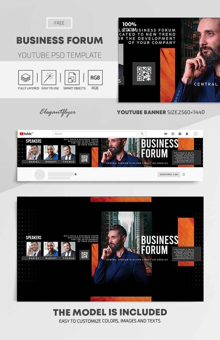 Business Forum - Free  Channel banner PSD Template - 10027939