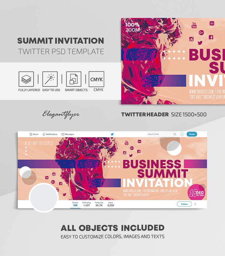 Zaproszenie na szczyt biznesowy Twitter by ElegantFlyer