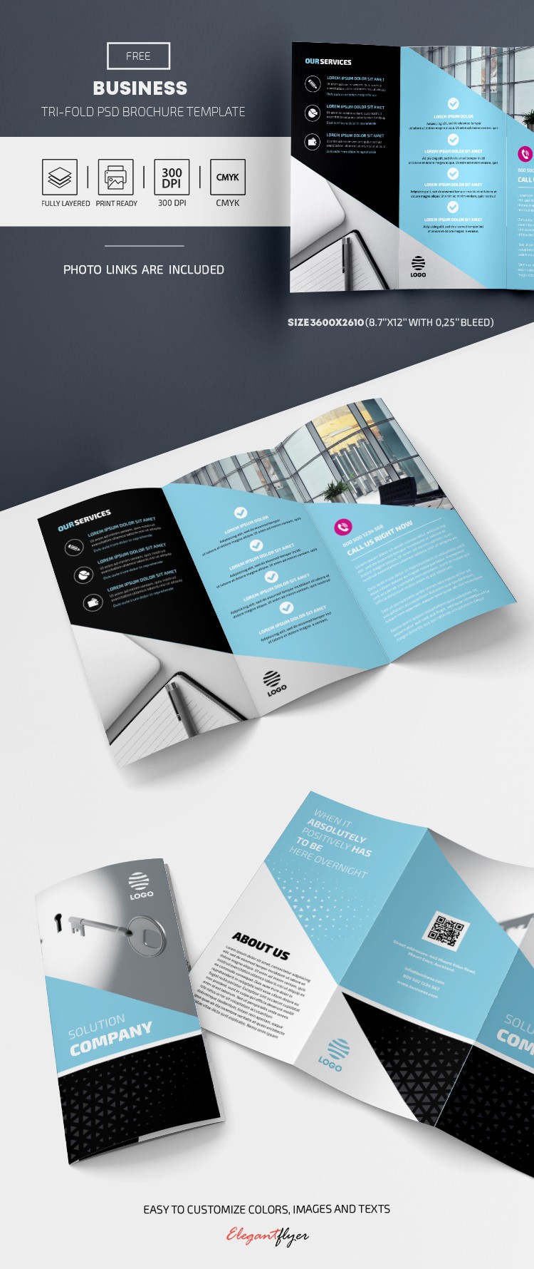 Brochure biznesowe o trzech częściach by ElegantFlyer