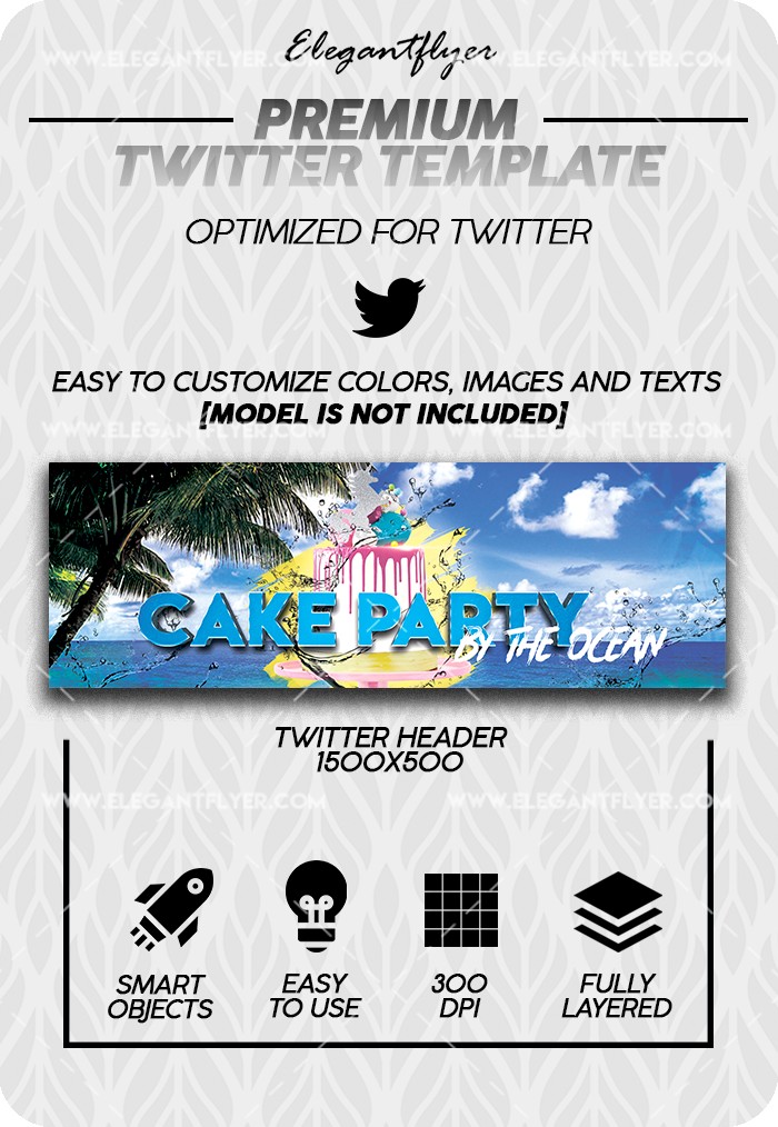 Cake by the Ocean Party Twitter by ElegantFlyer