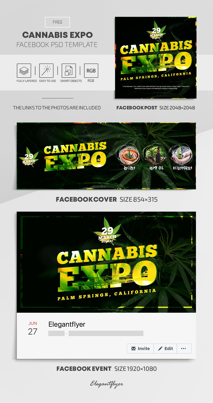 Cannabis Expo Facebook translates to: Expo Cannabis Facebook by ElegantFlyer
