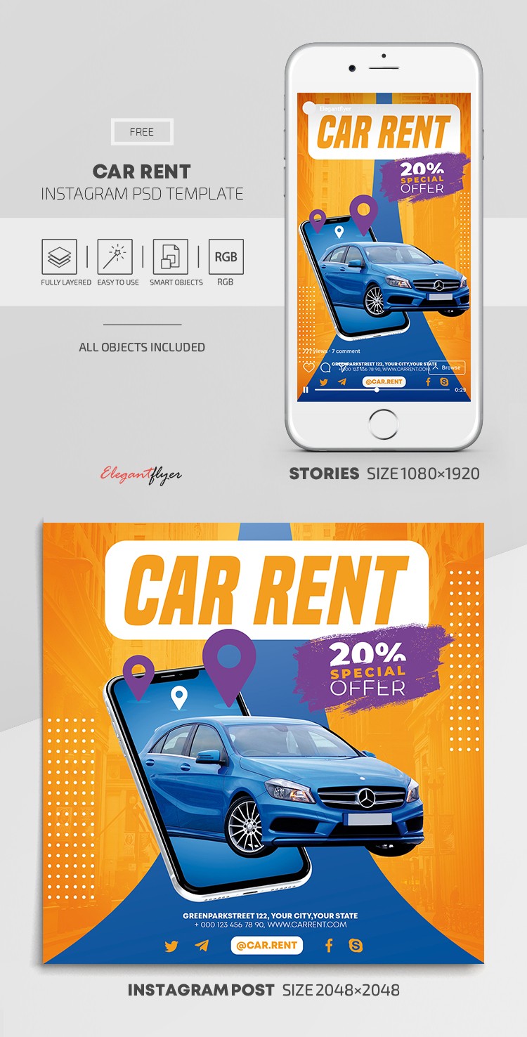 Aluguel de carros no Instagram by ElegantFlyer