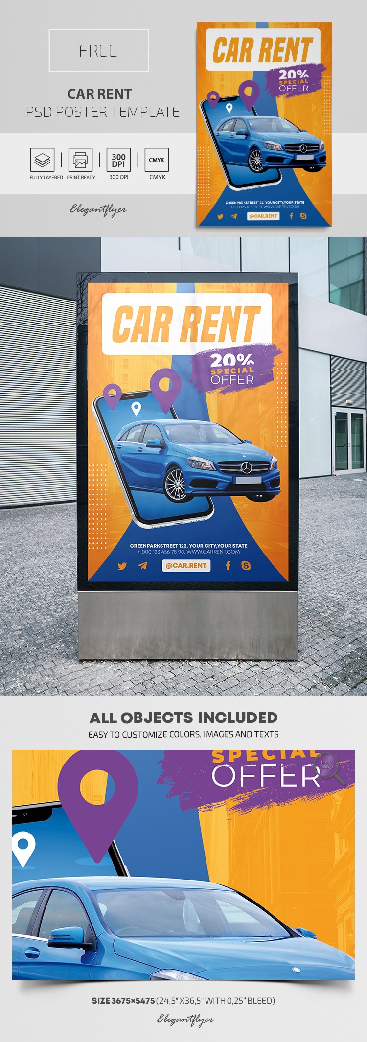 Affiche de location de voiture by ElegantFlyer