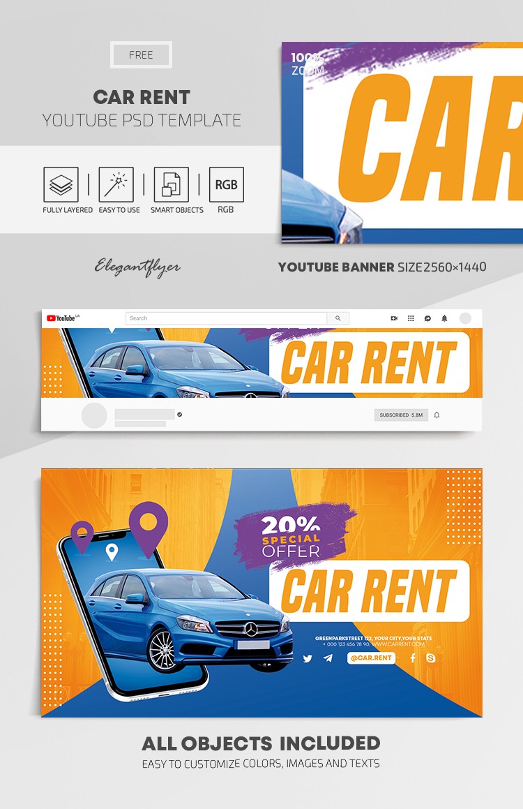 Alquiler de coches Youtube by ElegantFlyer