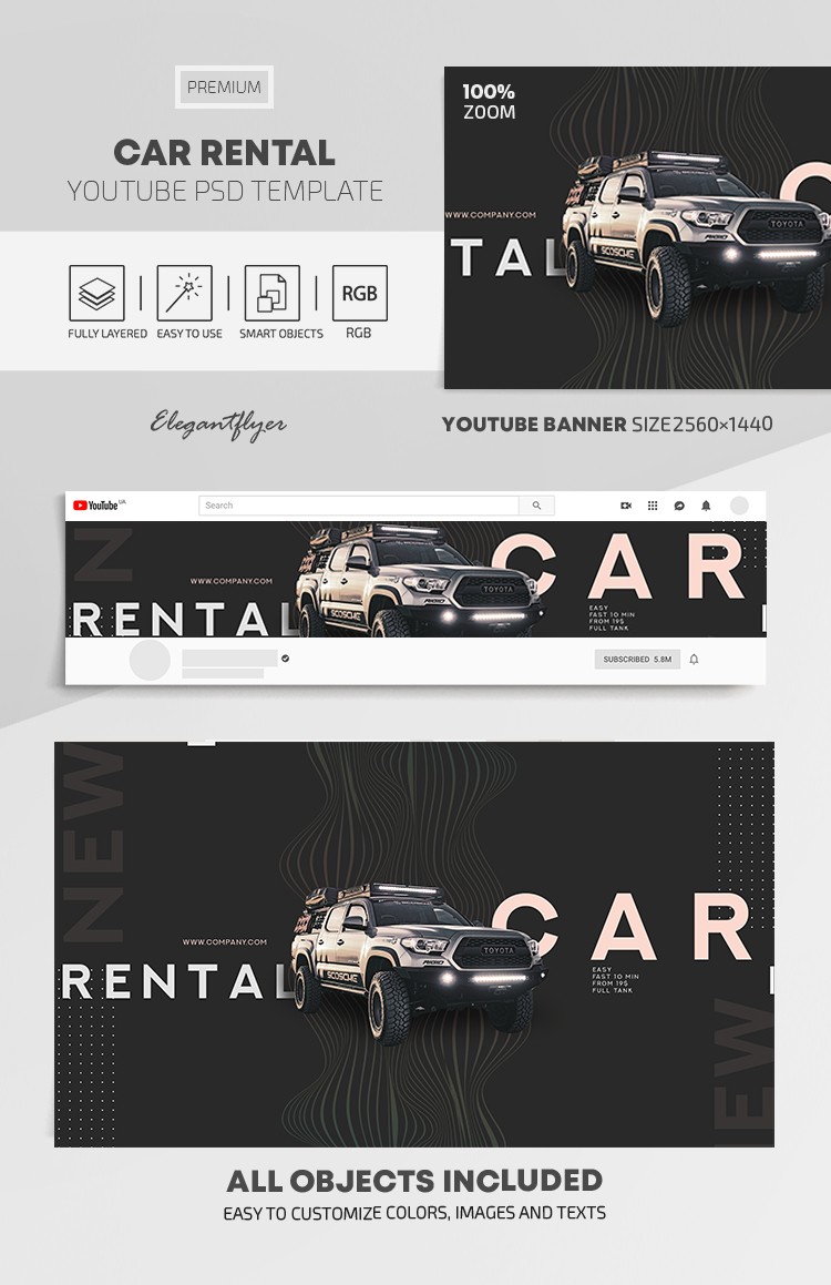 Wypożyczalnia samochodów Youtube by ElegantFlyer