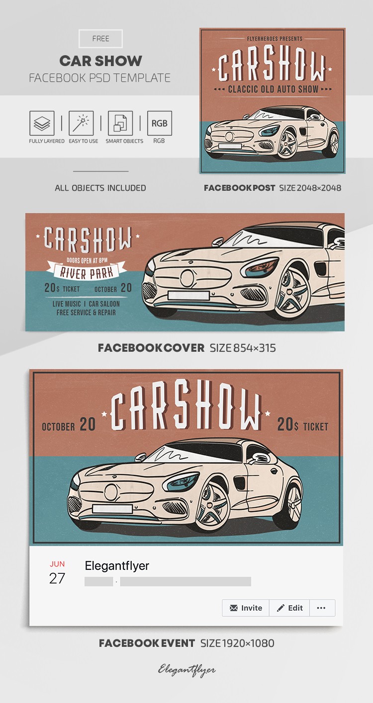 Exposition de voitures Facebook by ElegantFlyer