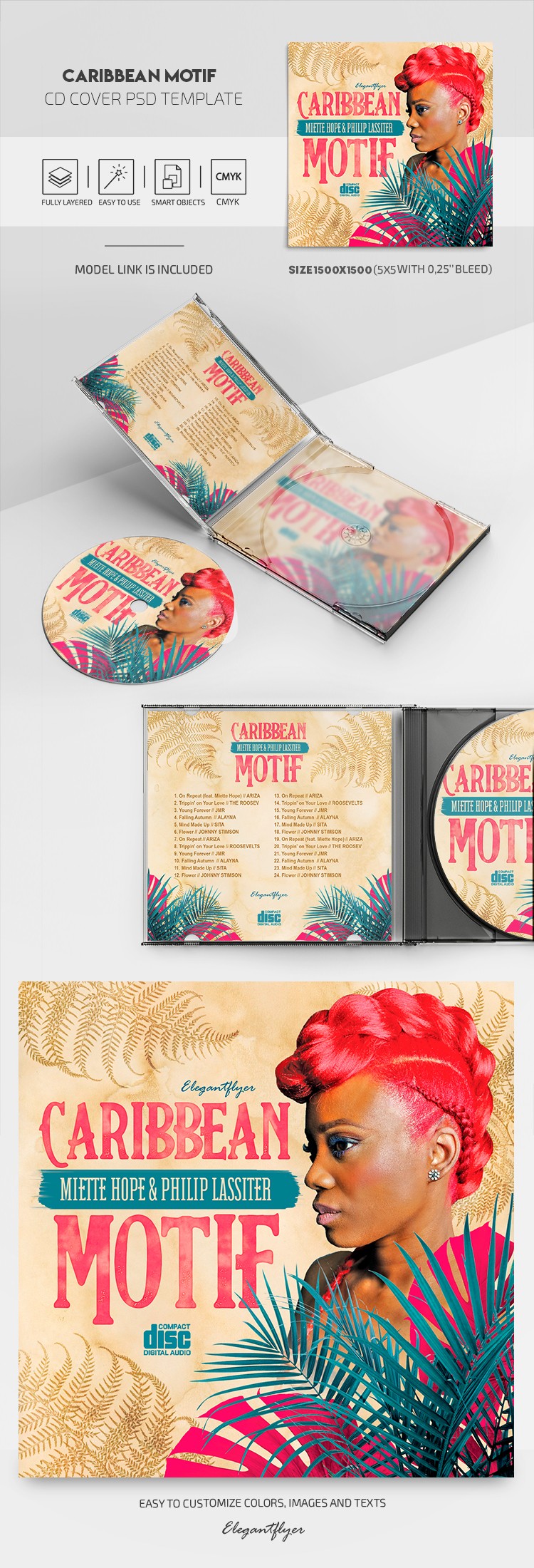 Caribbean Motif CD Cover by ElegantFlyer