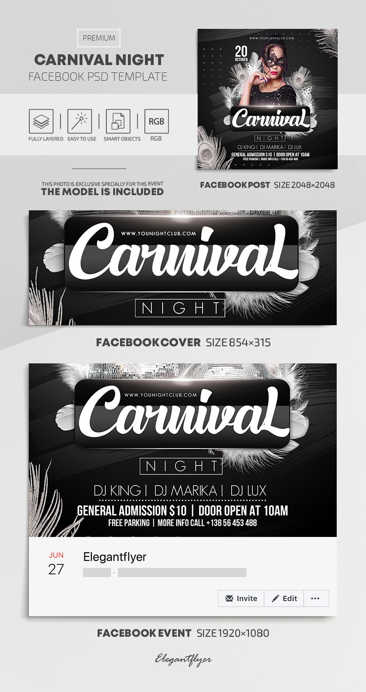 Karneval-Nacht Facebook by ElegantFlyer