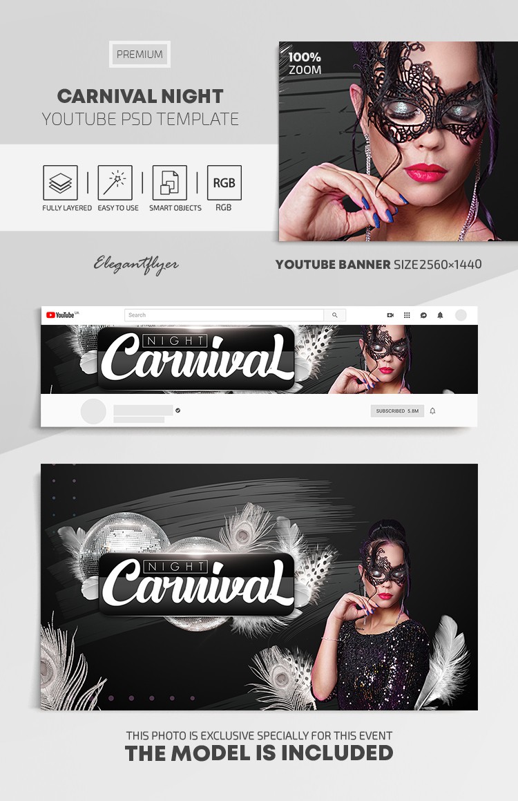 Soirée Carnaval Youtube by ElegantFlyer