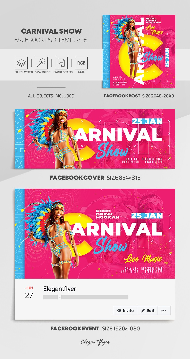 Carnaval Show Facebook by ElegantFlyer