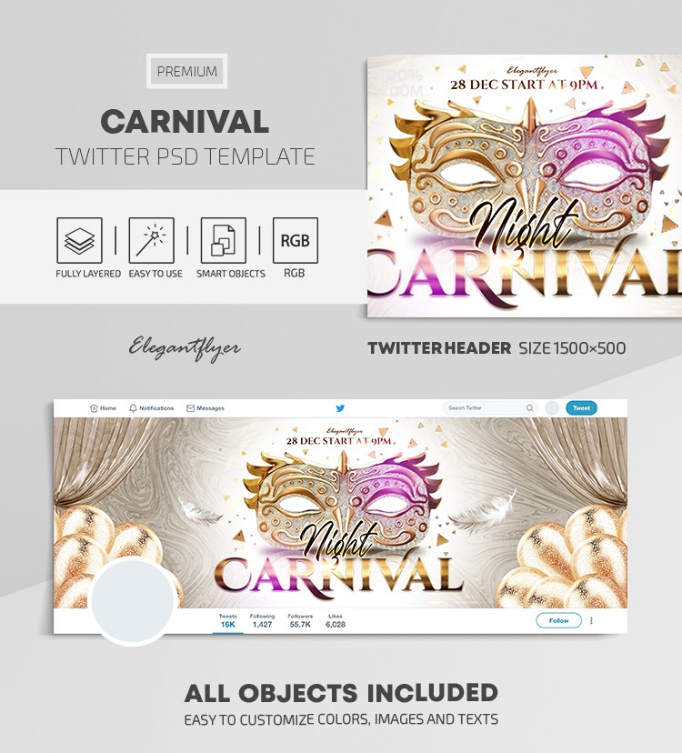 Twitter de Carnaval by ElegantFlyer