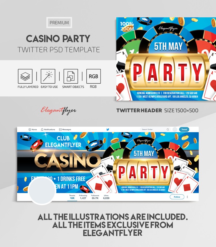 Casino Party Twitter by ElegantFlyer