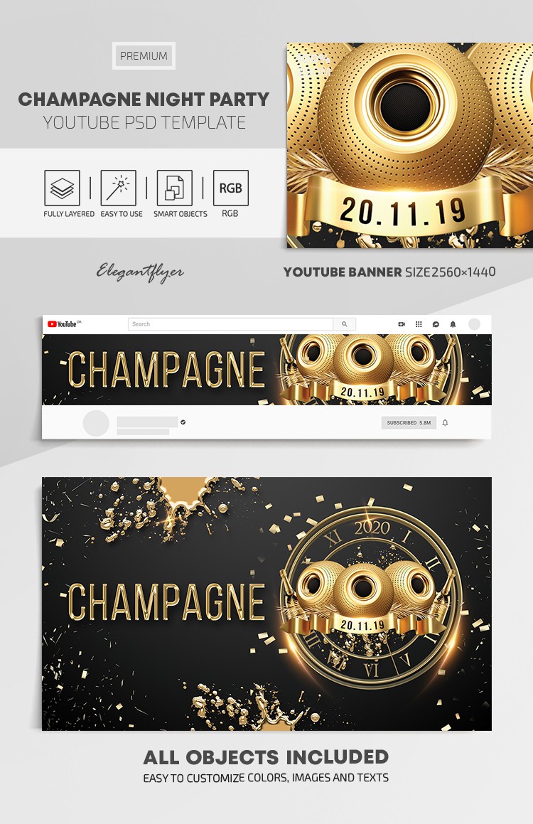 Soirée Champagne Night Party sur Youtube by ElegantFlyer