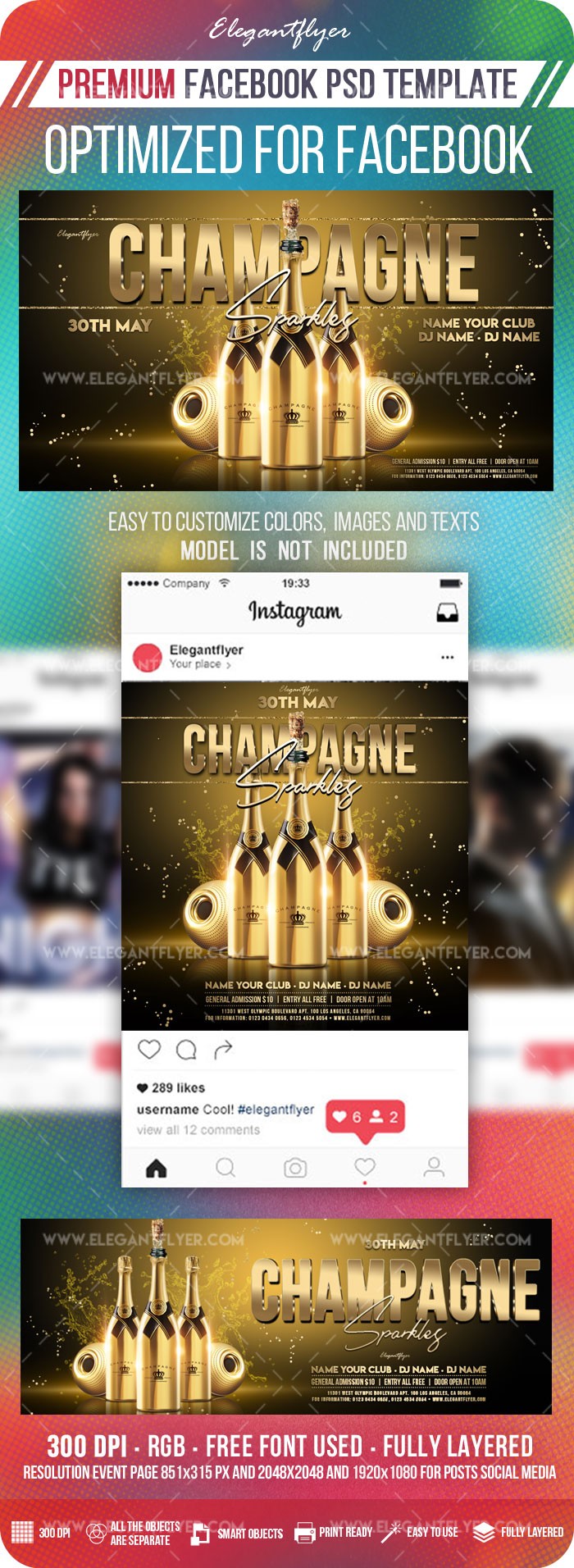 Champagne Sparkles Facebook by ElegantFlyer