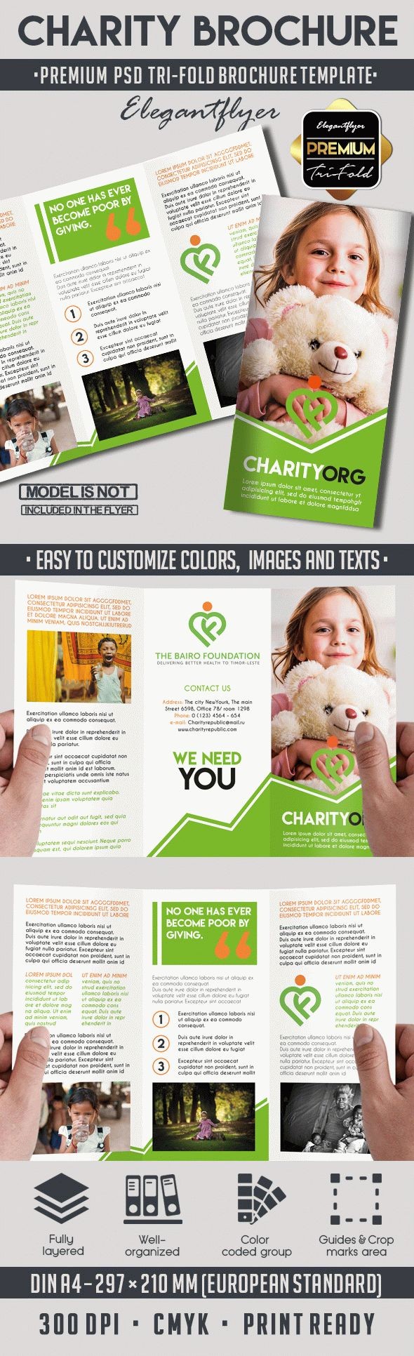 Charity Tri-Fold Brochure Template by ElegantFlyer