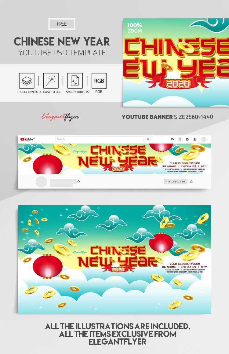 Año Nuevo Chino 2020 Youtube by ElegantFlyer