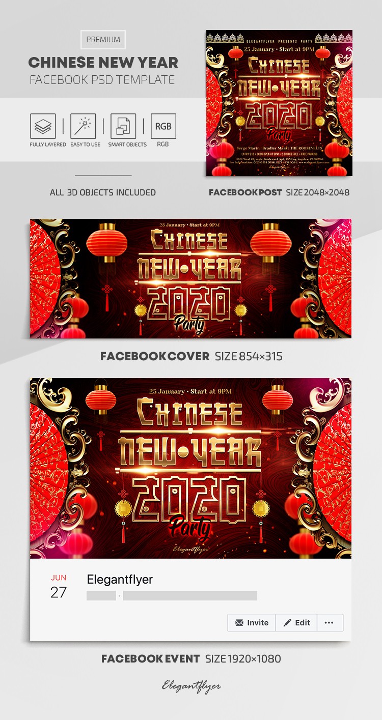 Chinese New Year Facebook by ElegantFlyer