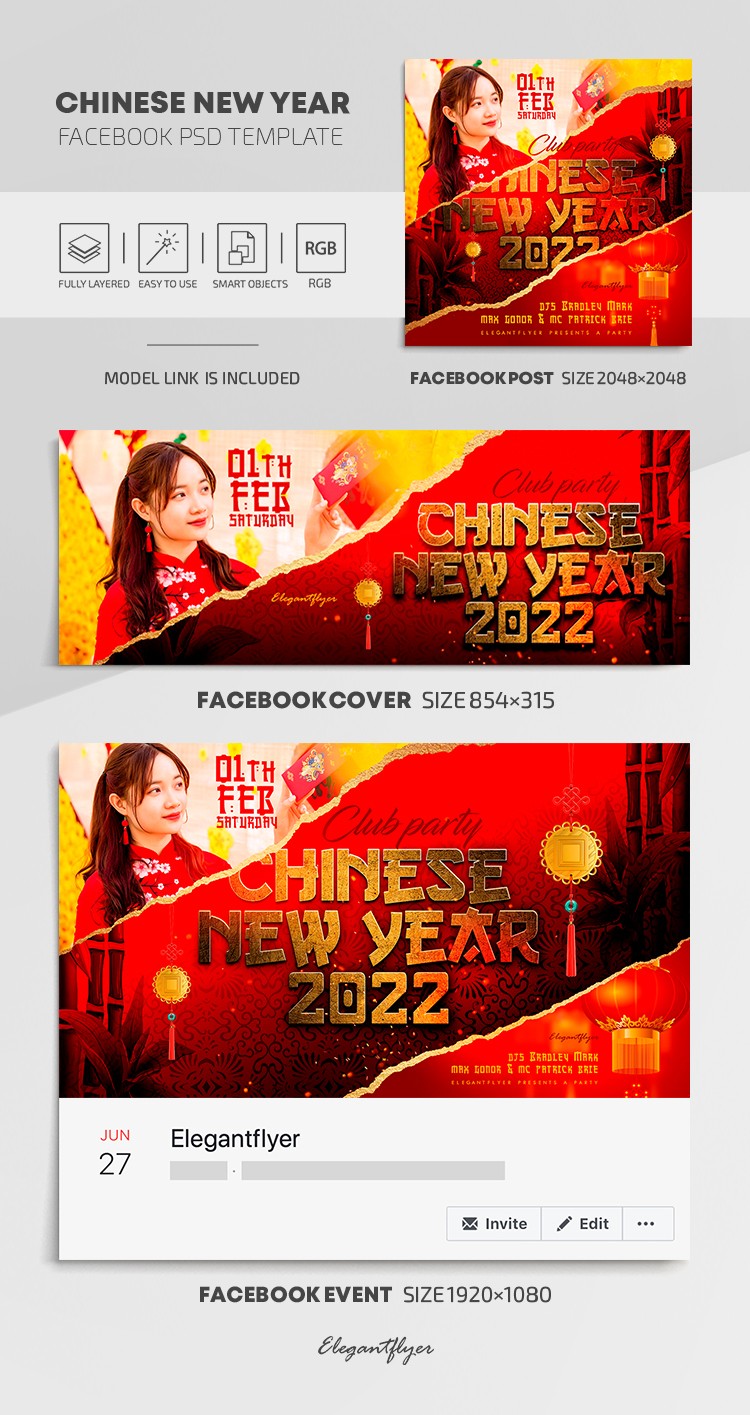 Ano Novo Chinês no Facebook by ElegantFlyer