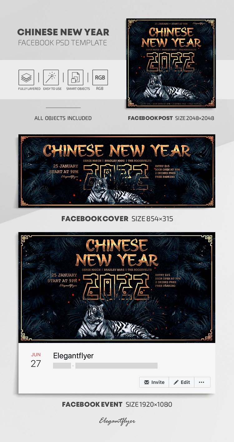 Chinese New Year Facebook by ElegantFlyer