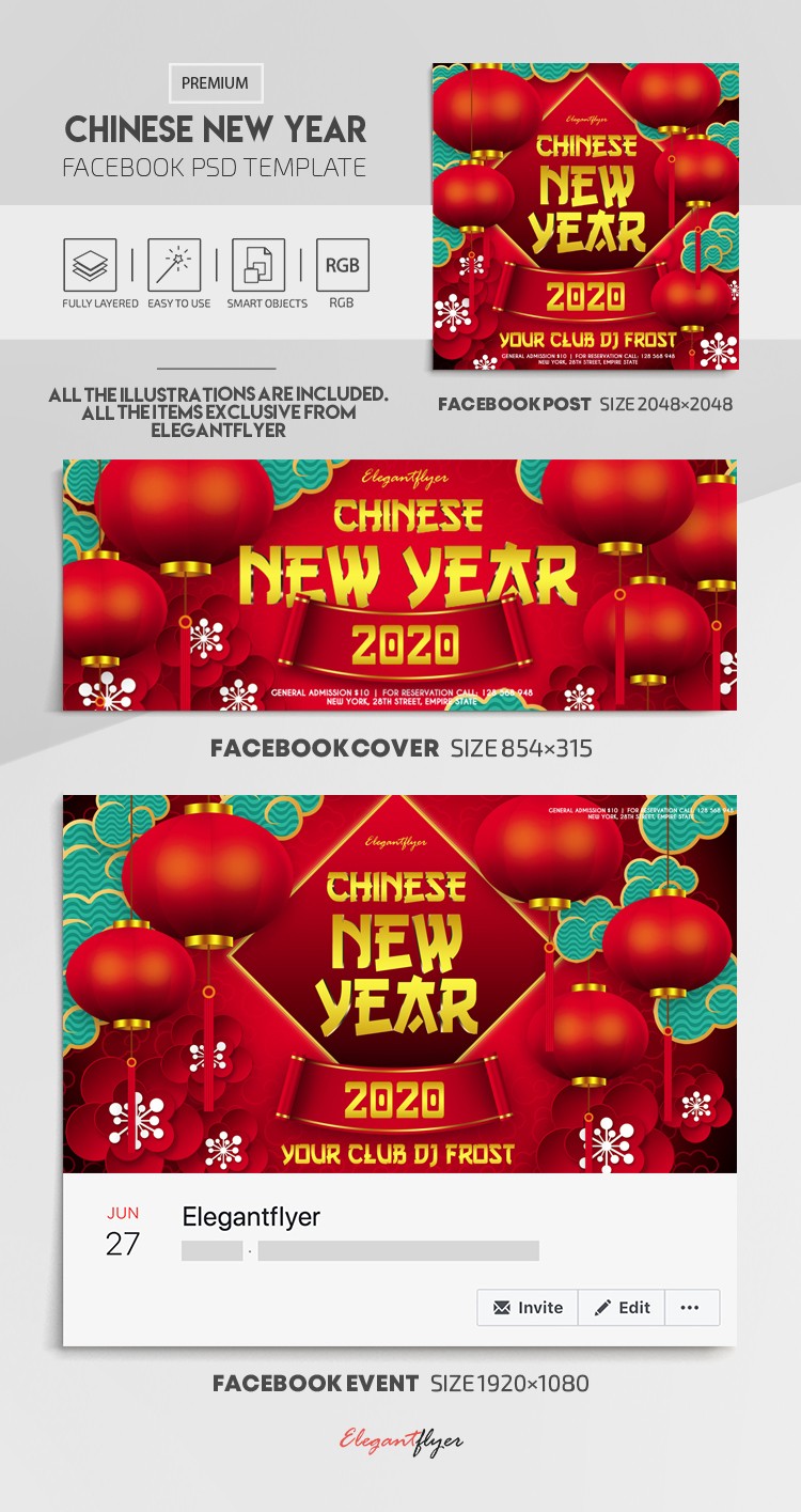 Chinese New Year Facebook by ElegantFlyer