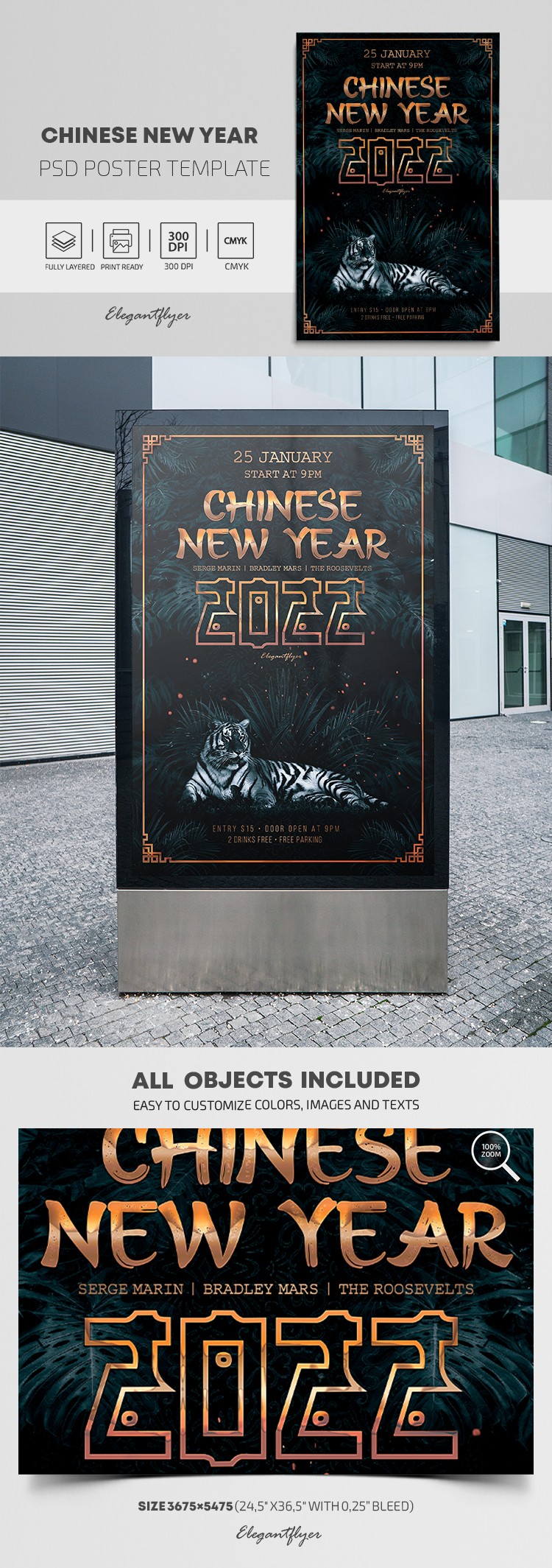 Plakat chińskiego Nowego Roku by ElegantFlyer