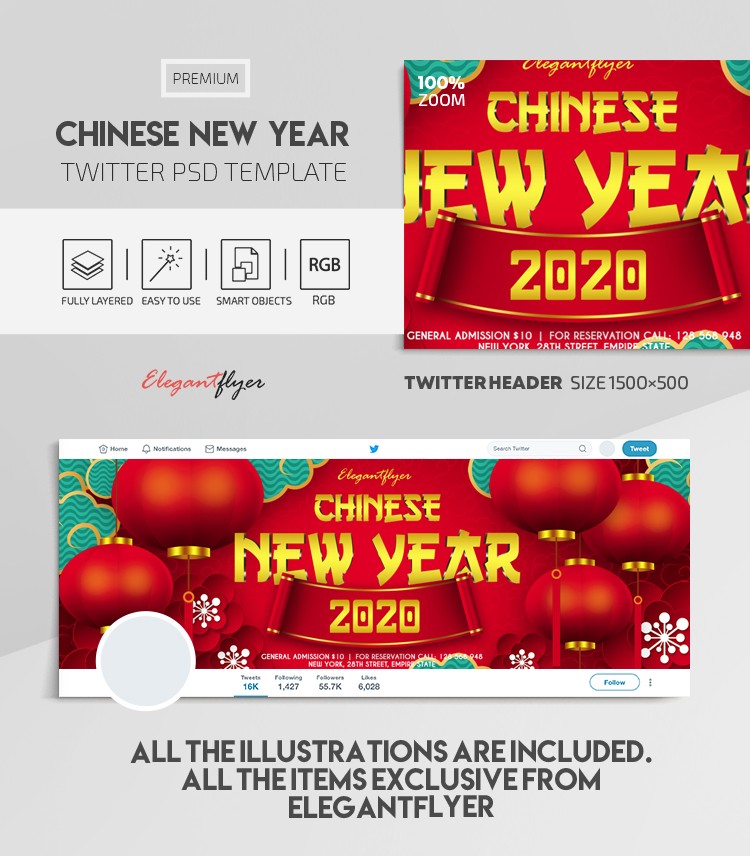 中国农历新年的Twitter by ElegantFlyer