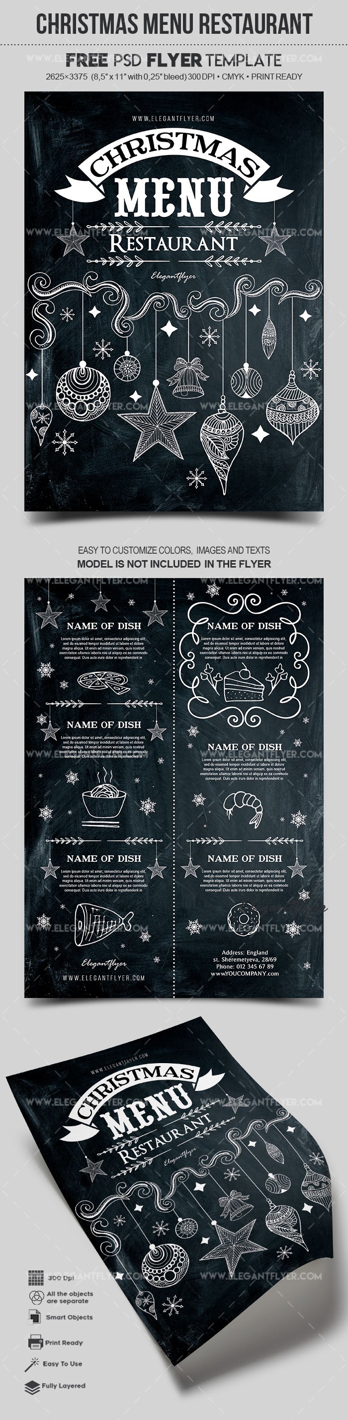 Menú de Navidad del restaurante by ElegantFlyer