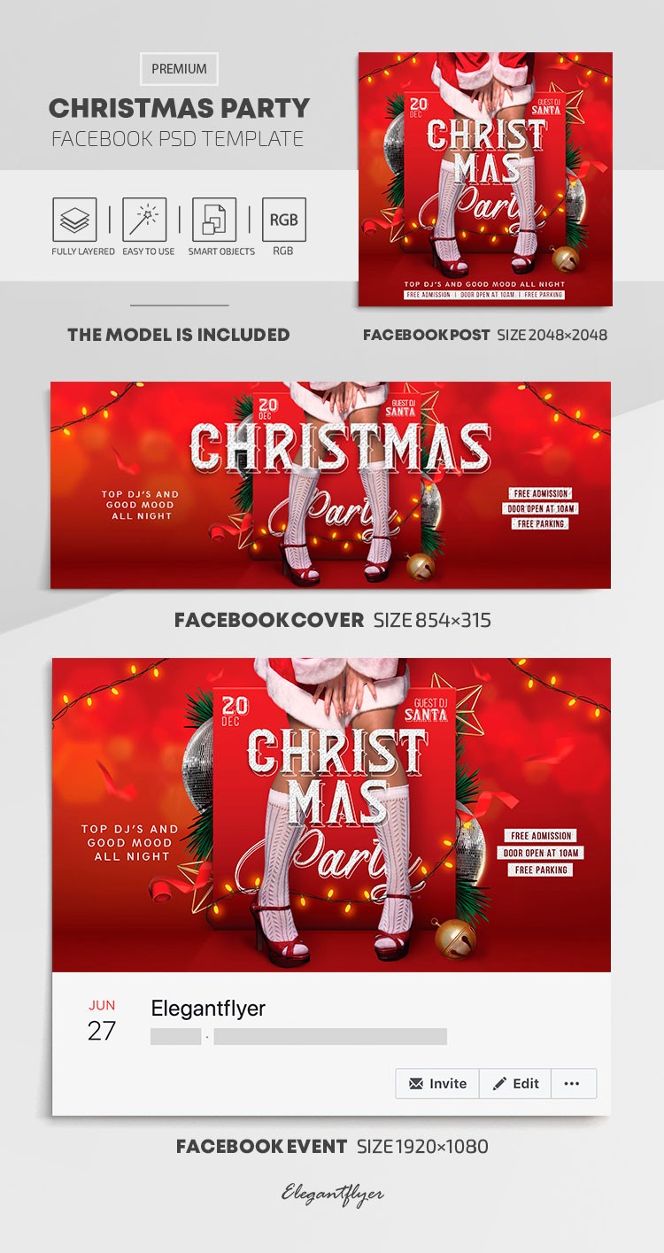 Christmas Party Facebook Set by ElegantFlyer