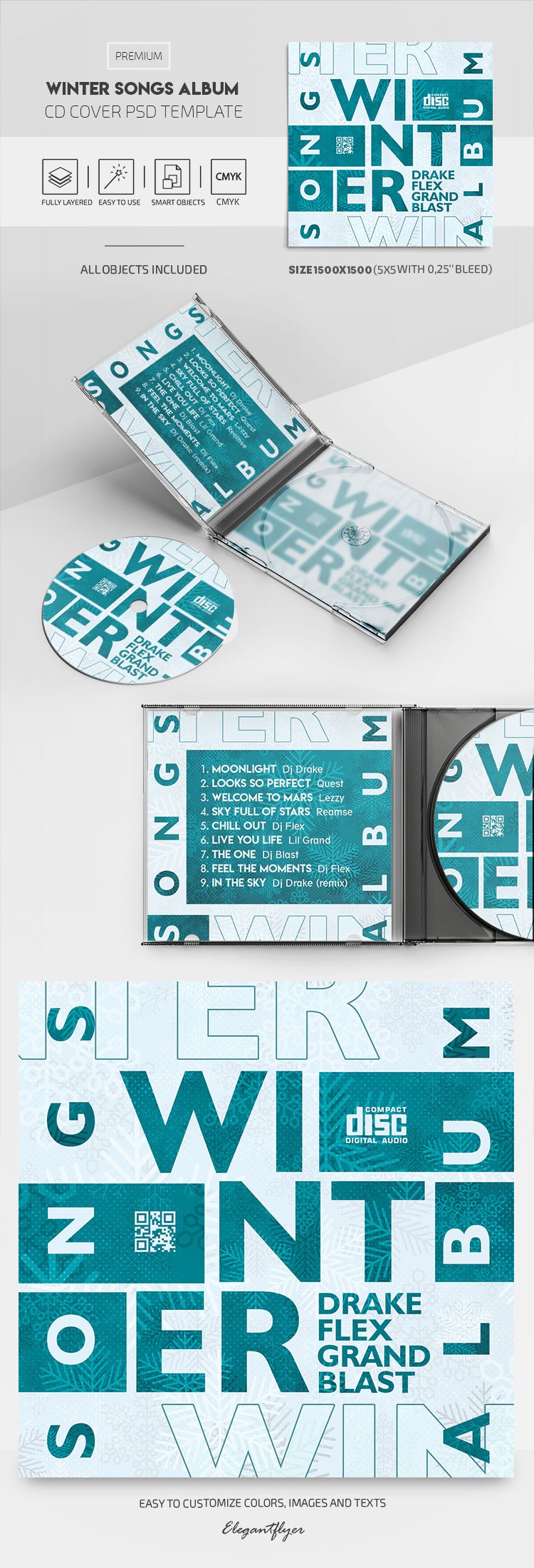 Winter Songs Album CD Cover by ElegantFlyer