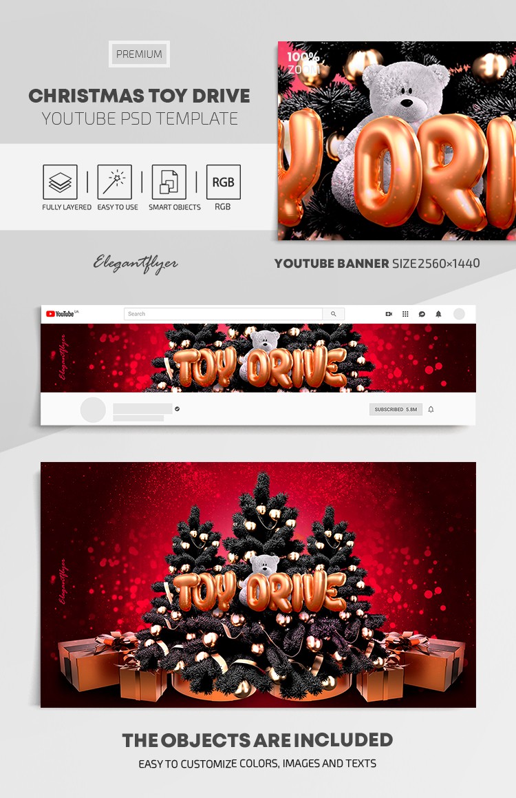 Christmas Toy Drive Youtube by ElegantFlyer