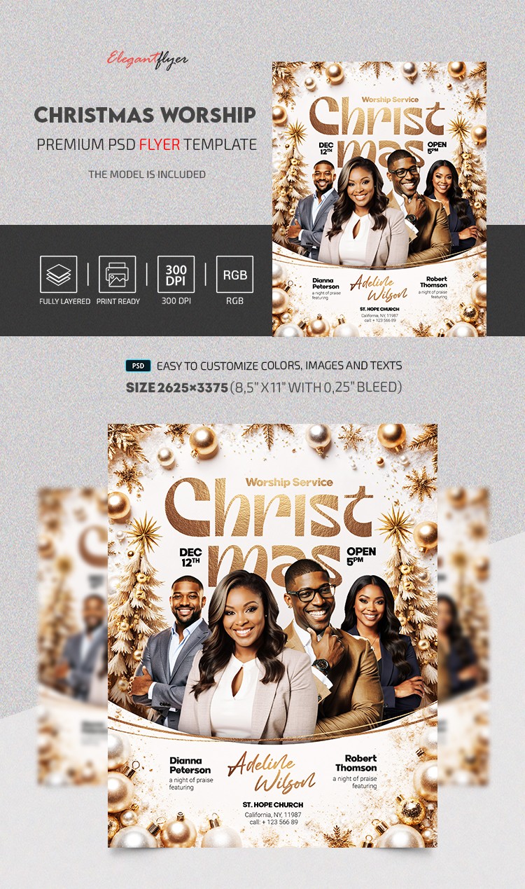 Christmas Worship Service Flyer by ElegantFlyer