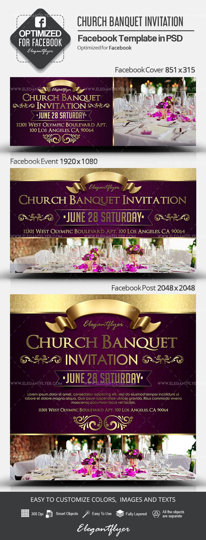 Convite de Banquete da Igreja no Facebook by ElegantFlyer