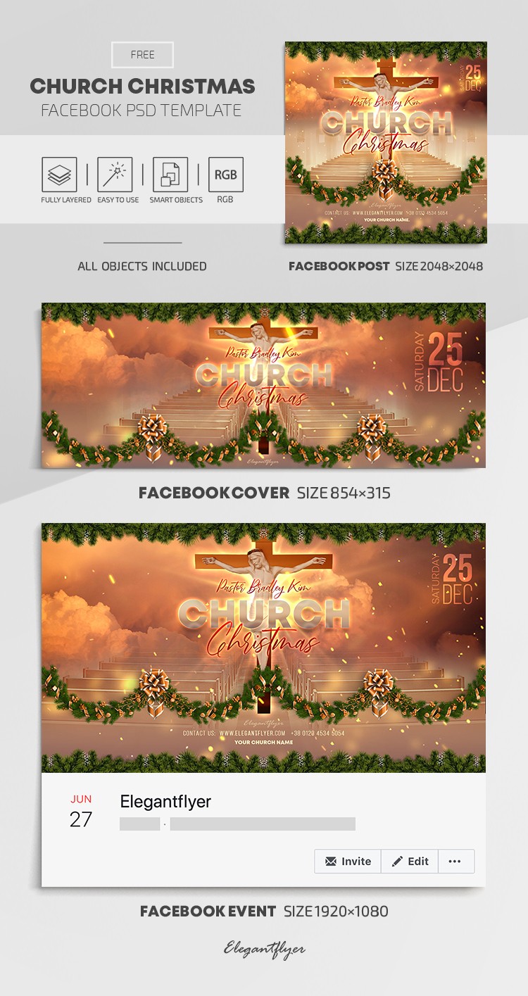 Kościelne Boże Narodzenie na Facebooku by ElegantFlyer
