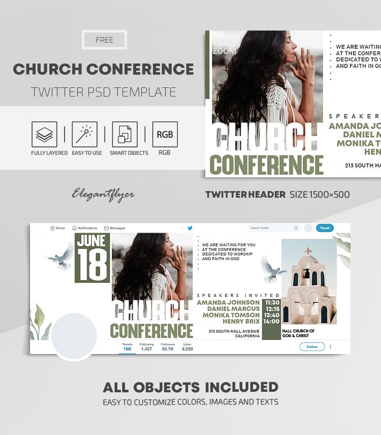 Conferência da Igreja no Twitter. by ElegantFlyer