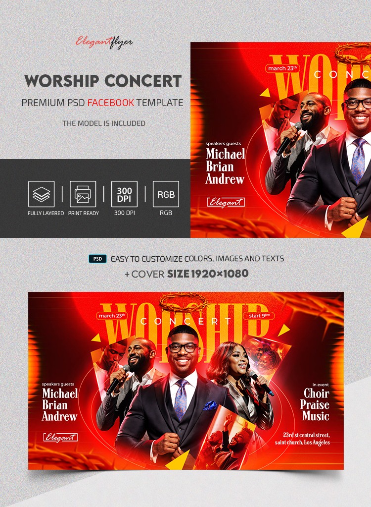Church Worship Concert Facebook Post by ElegantFlyer