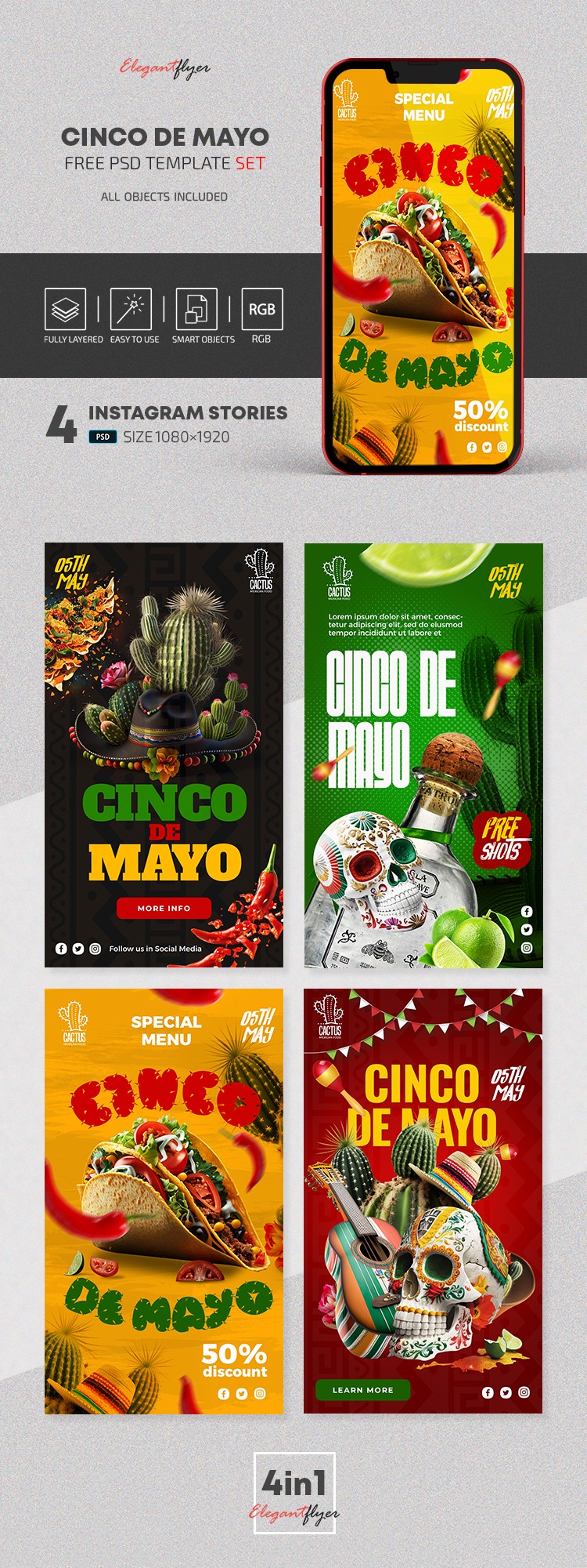Cinco de Mayo Instagram Stories Set in PSD by ElegantFlyer