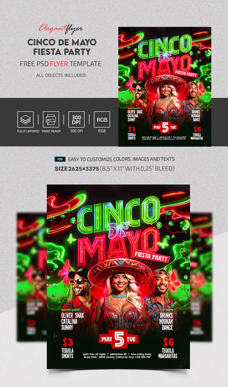 Cinco de Mayo Fiesta Party Flyer by ElegantFlyer