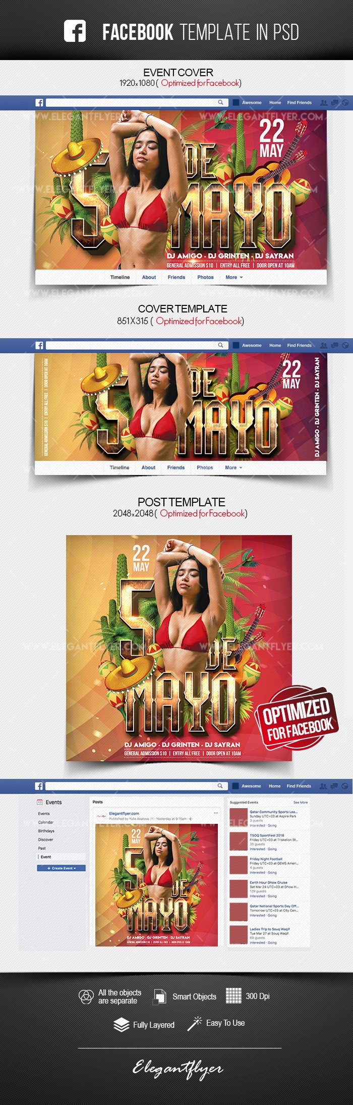 Fiesta de Cinco de Mayo en Facebook by ElegantFlyer