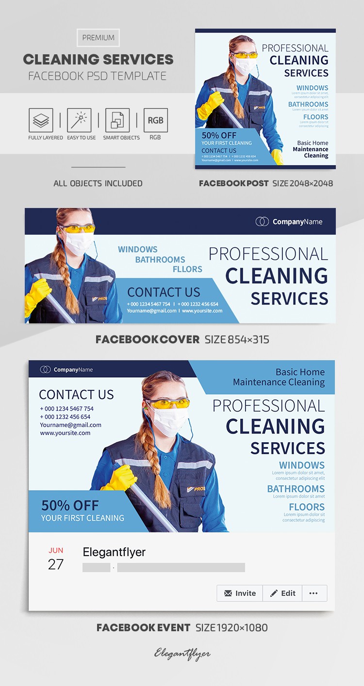 Serviços de limpeza no Facebook. by ElegantFlyer
