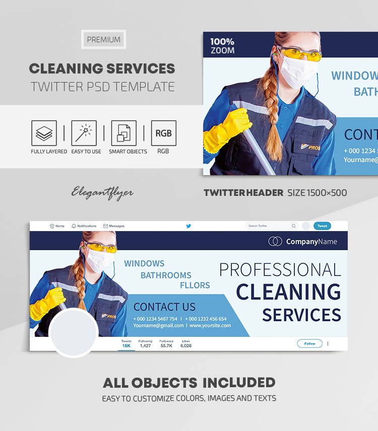 Cleaning Services Twitter by ElegantFlyer